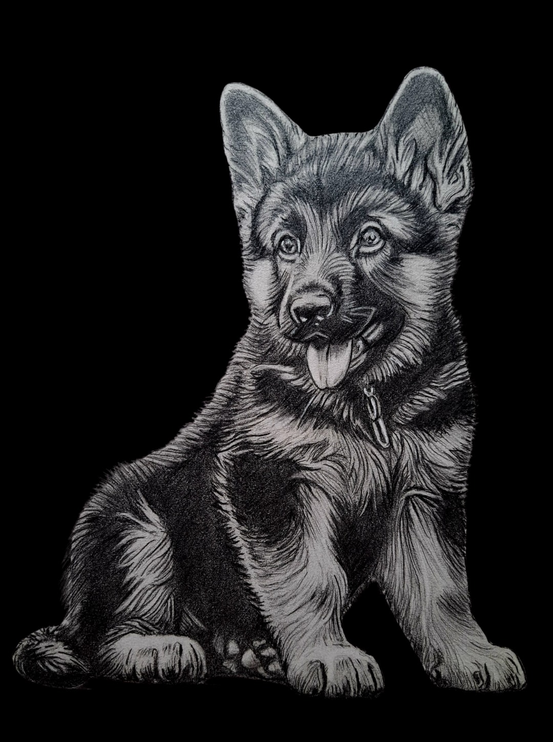 Getekend portret van een herdershondpup